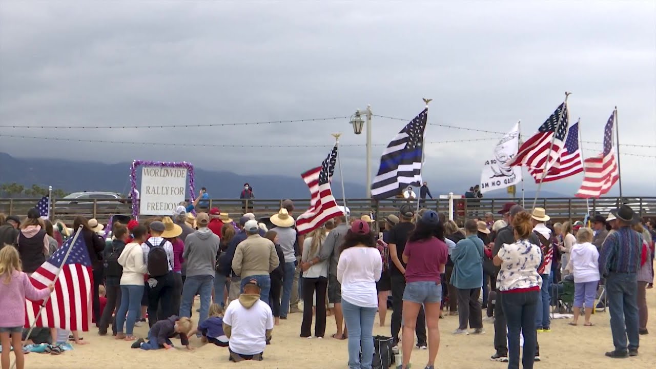 Worldwide Anti mask Anti vax Rally Pulls Large Crowd In Santa Barbara 