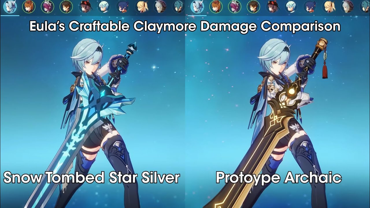 Eula best craftable weapon, Snow Tombed Starsilver vs Prototype Archaic ...