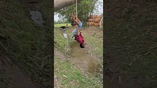 Pulling a rope on a tree branch641