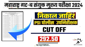 MPSC PSI Cut Off 2024 Revised Update | PSI Mains Revised Cut Off/ Result | PSI 2024 Final Cut Off