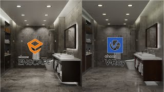 Sketchup Enscape / V-Ray Render Bathroom Scene Comparison Tutorial start to finish Part I