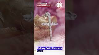 Kalung Salib Wanita Perak Asli Silver 925 Lapis Emas Putih Cewek