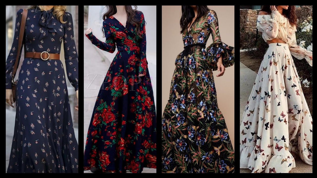 high quality floral print silk and chiffon long maxi dresses and skater ...