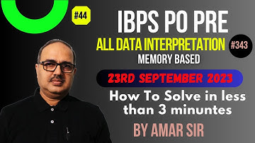 IBPS PO PRE 2023 Memory Based Data Interpretation (Double Pie Diagram) | By Amar Sir #ibpspoexam