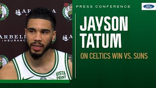 PRESS CONFERENCE: Jayson Tatum on Celtics' win over Suns, friendship with Bradley Beal