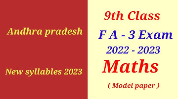 9th class maths fa 3 question paper 2022 - 2023