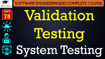 L78: Validation Testing | System Testing | Introduction | Software Engineering Testing Lectures