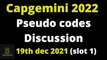 Todays Capgemini Pseudocodes Questions | 19th december 2021 | slot 1