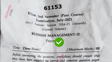 Mdu BCom 2nd Sem Business Management Question Paper 2021