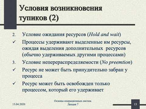 Видео: В предотвращении тупиковых ситуаций путем отказа от условия удержания и ожидания?