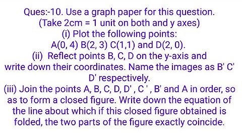Ques:-10. Use a graph paper for this question.(Take 2cm = 1 unit on both and y axes)(i) Plot the fol