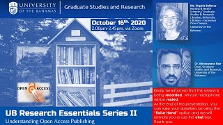 Research Essential Series II - Understanding Open Access Publishing.18 Sep 2020