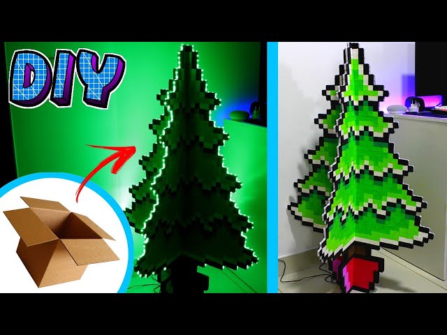 Uma árvore de natal simples com estilo pixel art