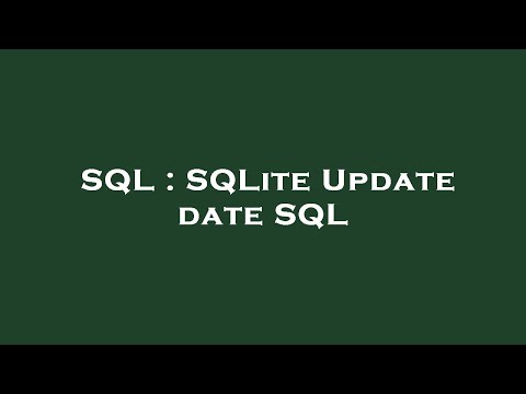 SQL : SQLite Update date SQL