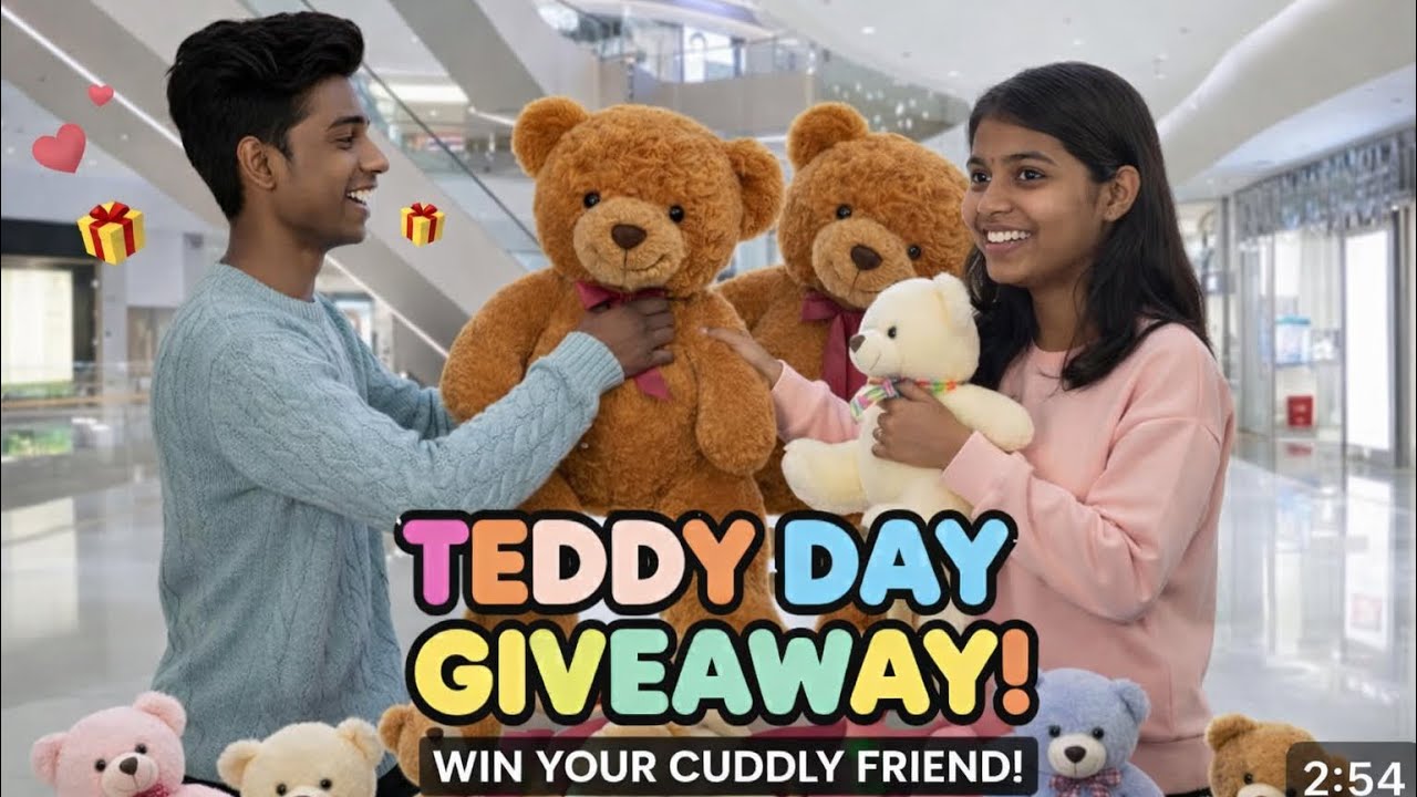 Teddy Day Giveaway on Streets 🧸| Valentine week Challenge Day 4 🥰