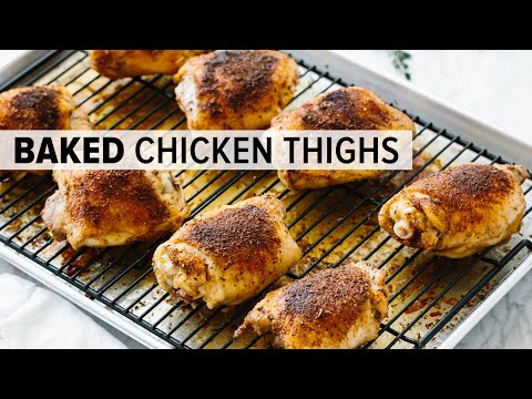 CRISPY BAKED CHICKEN THIGHS  gluten-free, paleo, keto recipe