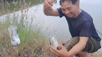 trải nghiệm câu cá đối bằng chai quá thú vị