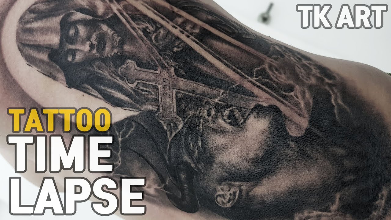 Tattoo Time Lapse Black And Gray Good And Evil Part 3 Tk Art Youtube