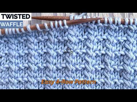Stunning Twisted Waffle Knit Stitch You'll LOVE -Easy 4-Row Pattern + Left Twist Tutorial-So Woolly