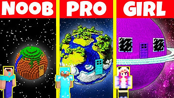 Minecraft Battle: NOOB vs PRO vs GIRL: PLANET HOUSE BUILD HOUSE CHALLENGE / Minecraft Animation