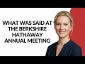 What Was Said at The Berkshire Hathaway Annual Meeting - Julia'sTutorials