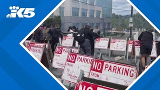 Tukwila police pepper-sprayed demonstrators outside DHS office