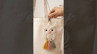 DIY Macrame Owl Bag Charm Tutorial | Cute Boho Keychain Step-by-Step #macramemakers #macramedecor