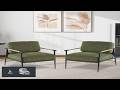 2PCS Green Accent Chair Set of 2 Chenille Mid Century Modern Armchair