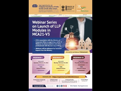 Webinar Series on Launch of LLP Modules in MCA21-V3