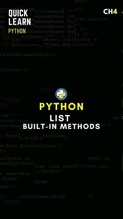 Python lists in 1 minute - Built-in methods #python #lists #methods # ...