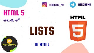 Lists in HTML || Web Development in Telugu || Nerchuko