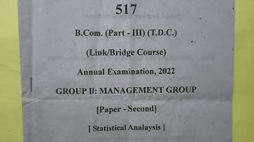 Statistical Analysis question paper for bcom 3rd year  question paper of statistical analysis