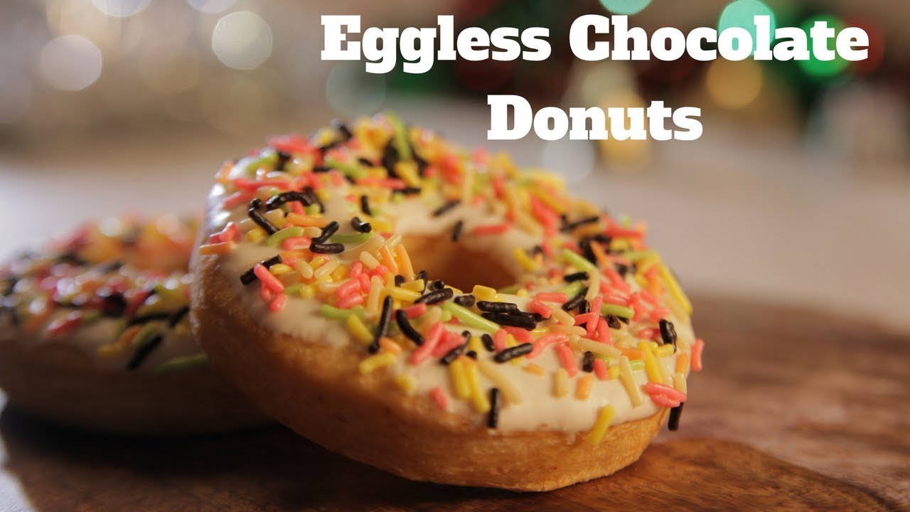 Chocolate Doughnuts Recipe - Homemade Eggless Donuts - Valentine