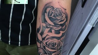 Roses and Cross forearm Tattoo