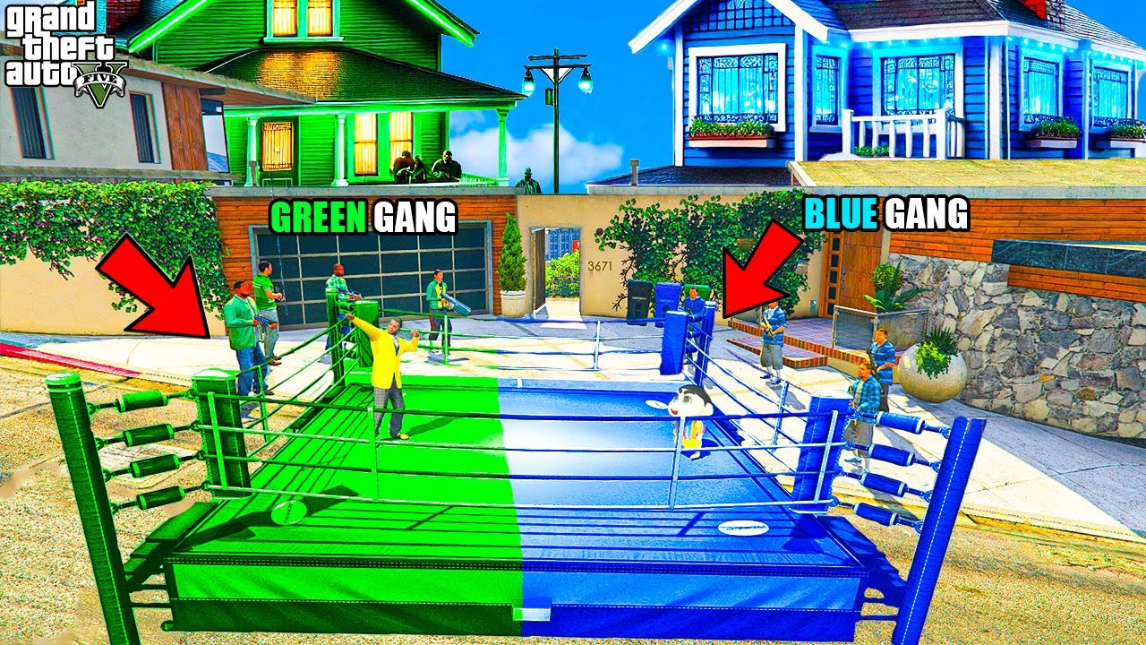 Upgrading Shinchan Blue Gang VS Franklin Green Gang Boxing Match Challenge In GTA 5! ( GTA 5 mods )