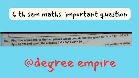 6 th sem maths important question #degree #degree_exams #mpc #analytical solid geometry