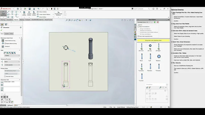 Flashlight Technical Drawing