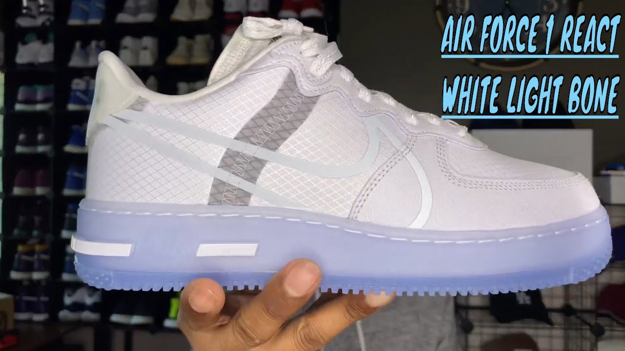 air force 1 react white light bone