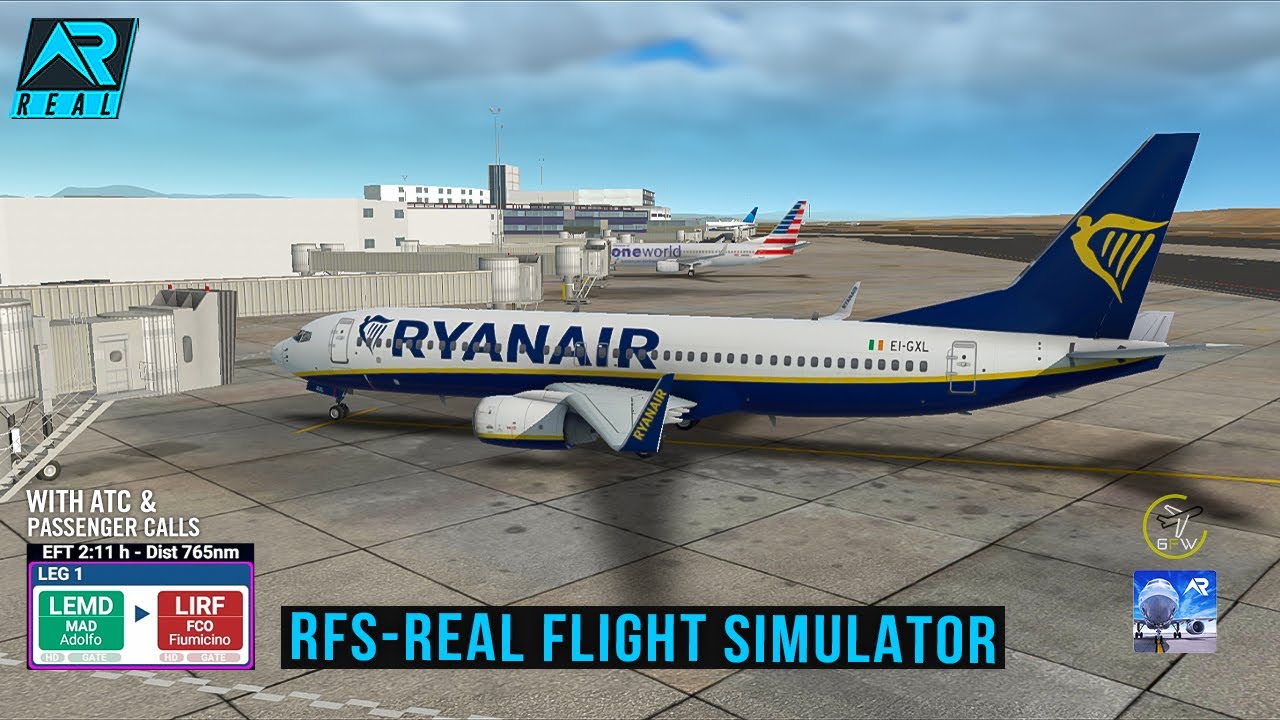 RFS - Real Flight Simulator- Madrid to Rome ||Full Flight||B737-800||Ryanair||FullHD||RealRoute