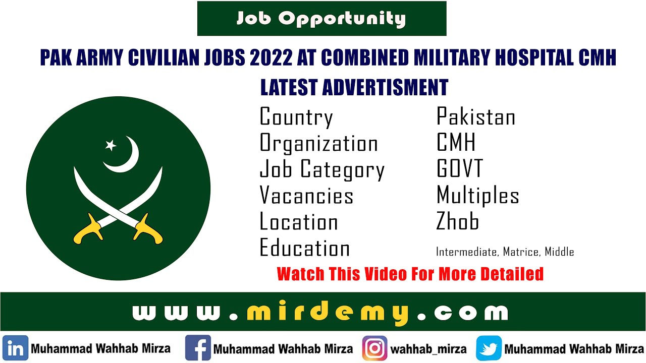 CMH Jobs 2022 Pak Army Combined Military Hospital CMH Jobs 2022