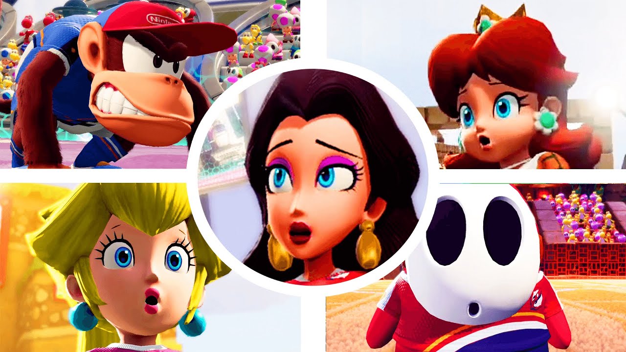 Mario Strikers Battle League - All Characters Getting Mad Animations (+ DLC 2) Pauline & Diddy Kong