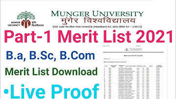 Munger University part 1 merit list download problem/mu part 1 ka merit list download  Live Proof