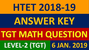 HTET Level 2 TGT MATH answer key 2018-19 | HTET TGT MATH fully solved | HTET 6 jan 2019|Study Zone