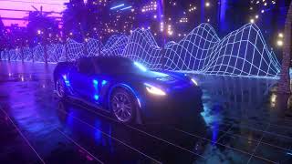 Futuristic Car Drive Through Neon City Screensaver 4K