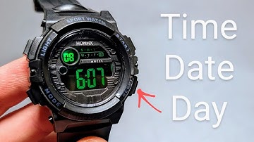 How to Set Time, Date & Day - 4 Button Digital Sport Watch Honhx