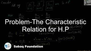 Problem-The Characteristic Relation for H.P, Math Lecture | Sabaq.pk