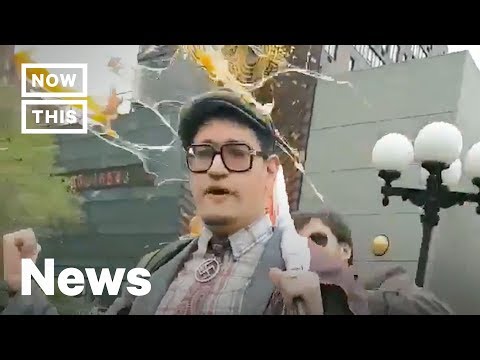 Man Wearing Swastika Gets Egged In New York City | Nowthis