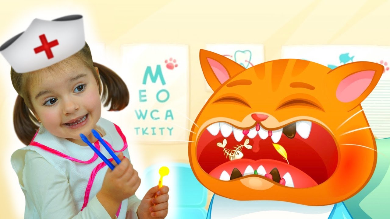 Арина попала в игре с котик Bubbu и песик Duddu в Больницу | Арина играет в доктора и лечит друзей