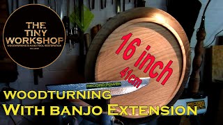 Woodturning - 16 inch plate made with banjo extension - Coronet Herald - Record Power.