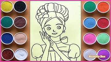 COLORED SAND PAINTING CHARMING LADY/ TÔ MÀU CÔNG CHÚA XINH ĐẸP/SAND ART/LEARN COLORS/BUMBLE BEE